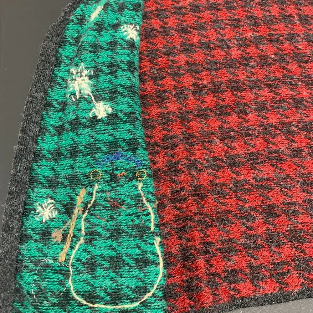 Northern Isles Wool Blend Zip Front Vest Christmas Snowman Hounstooth‎ Design Lg